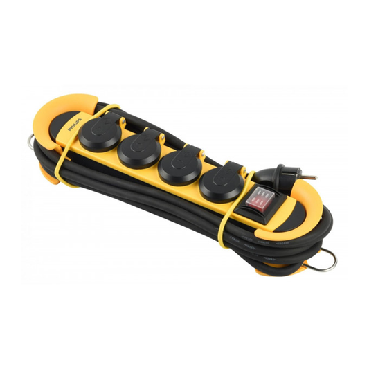 Philips verlengsnoer, 4 x Schuko, Geel Phil-SPN5140YB/60