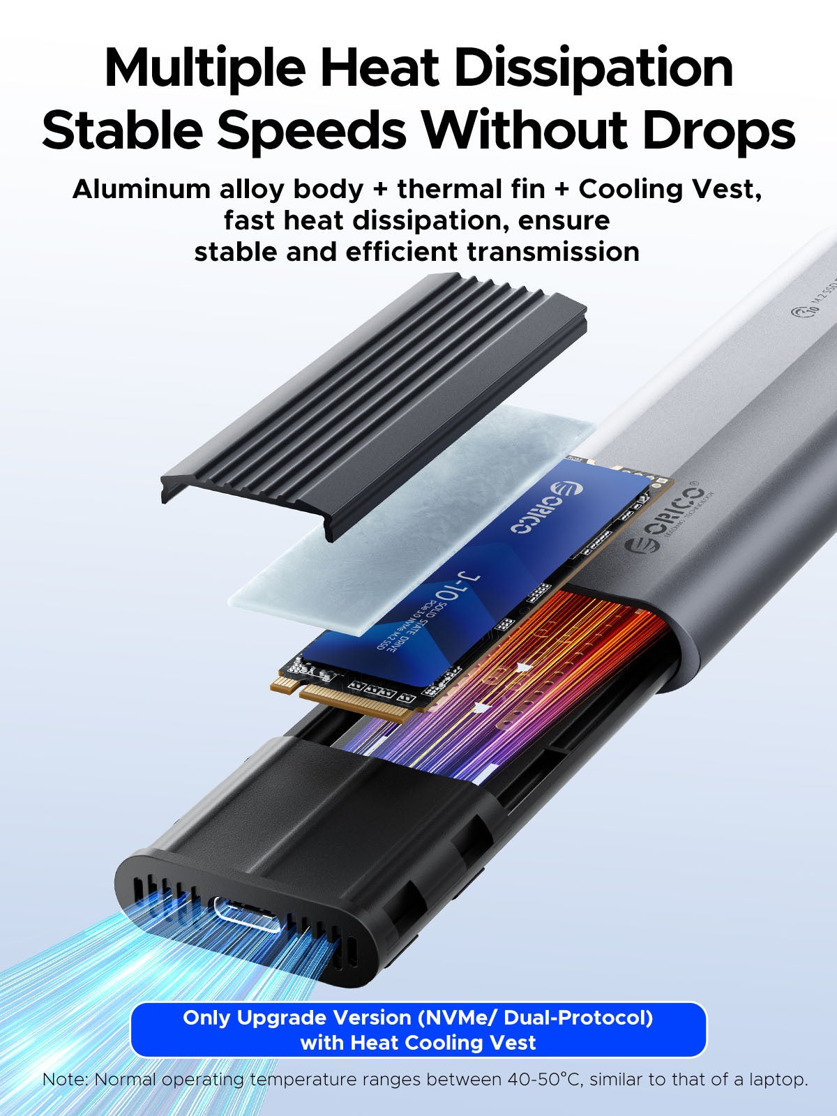 Orico AXM2-G2 rack voor M.2 NVMe SSD, Grijs