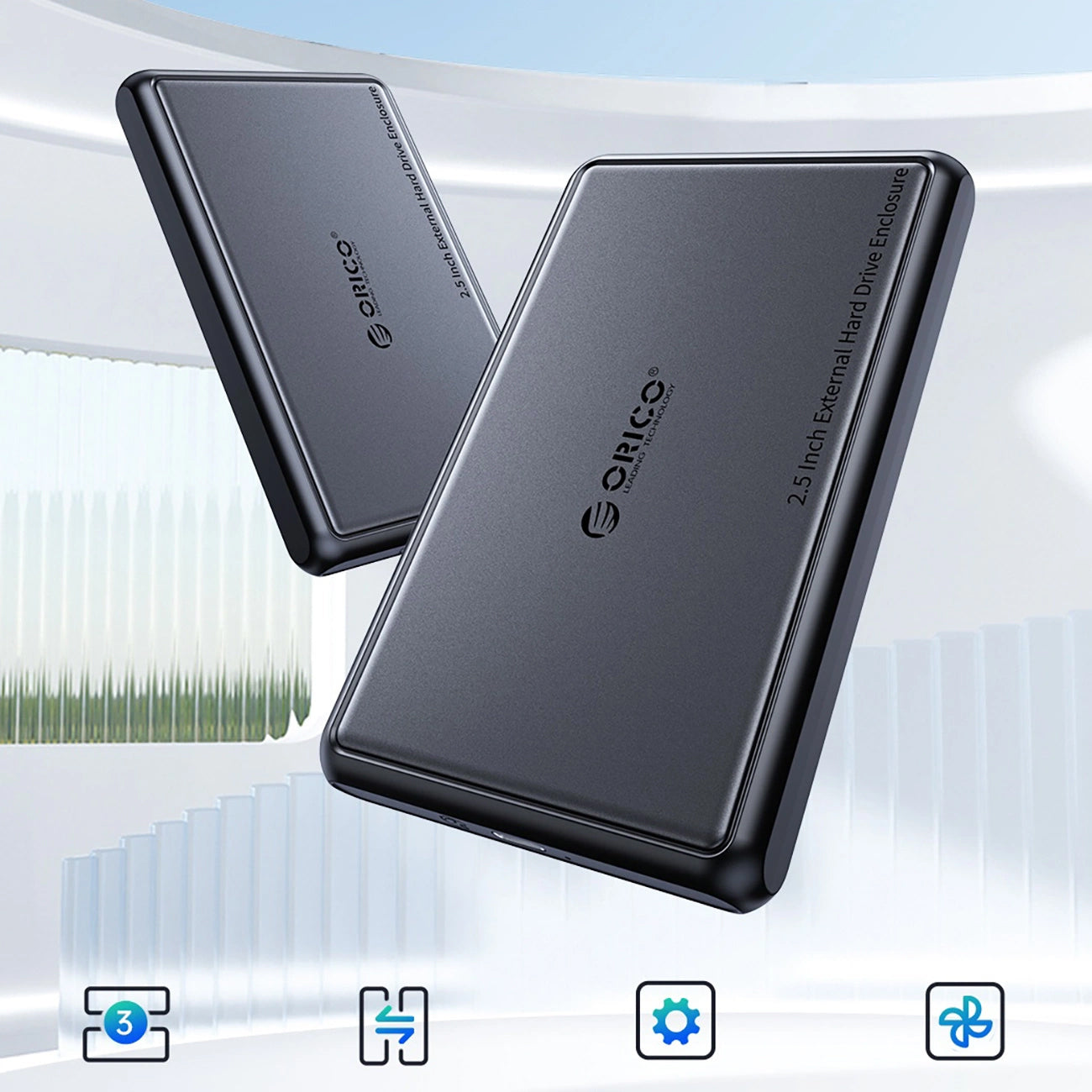 Orico DDL25-C3 behuizing voor HDD / SSD SATA 2.5 inch, USB-C, Zwart