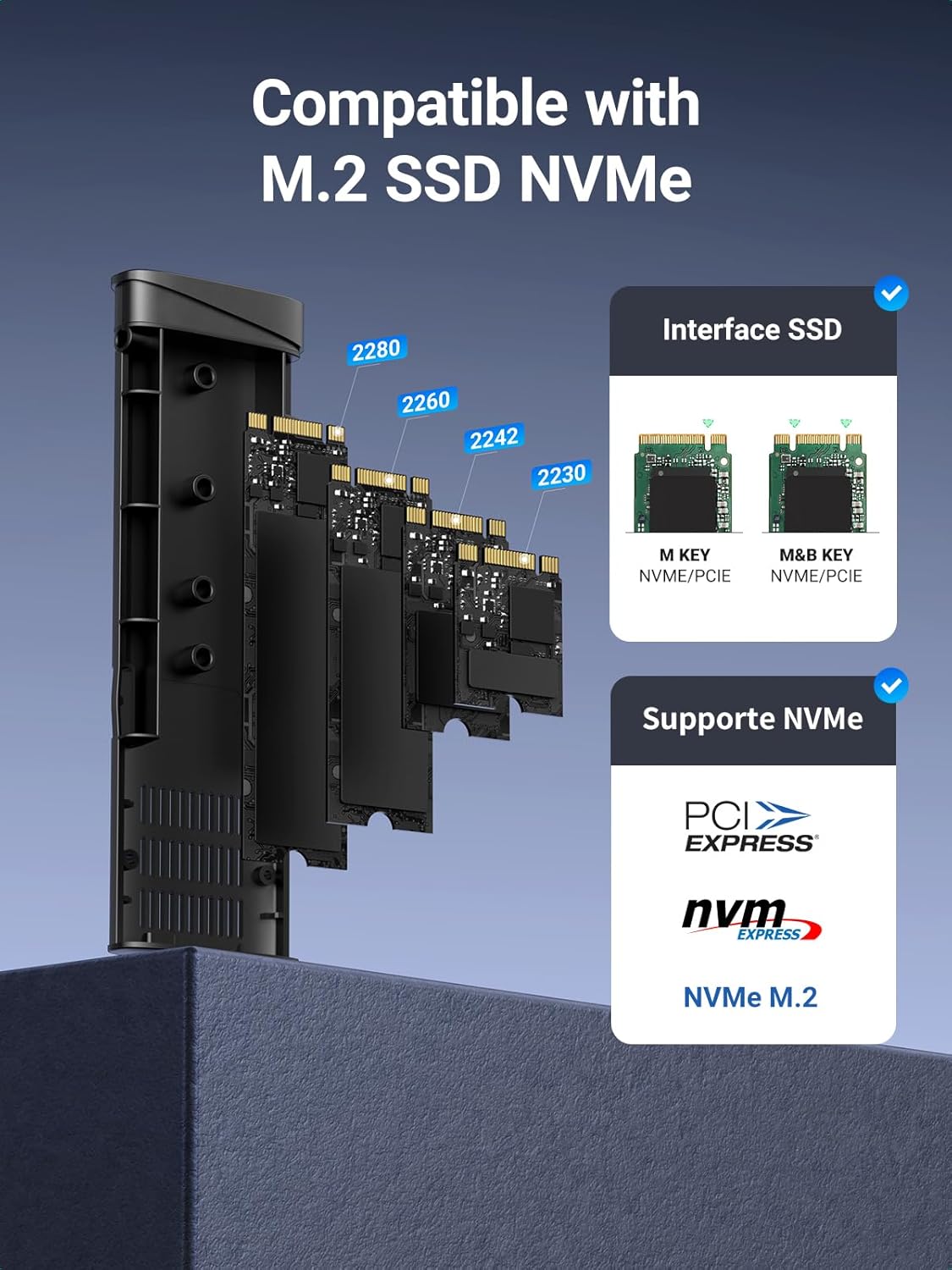 UGREEN CM767 Rack for SATA M.2 NVMe SSD, Gray