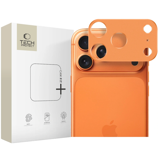 Beschermingsframe Achtercamera Tech-Protect Camalloy Fit+ voor Apple iPhone 17 Pro Max, Aluminium, Oranje