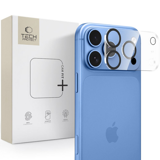Tech-Protect Cam Fit+ Achtercamera Beschermrand voor Apple iPhone 18 Pro Max, Gehard Glas, Transparant