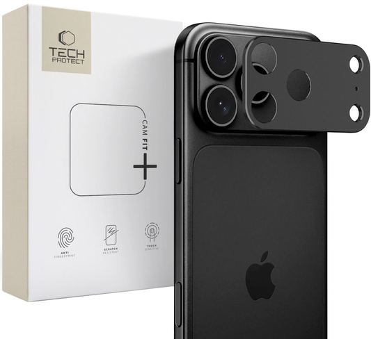 Tech-Protect Camalloy Fit+ Achtercamera Beschermrand voor Apple iPhone 18 Pro Max, Aluminium, Zwart