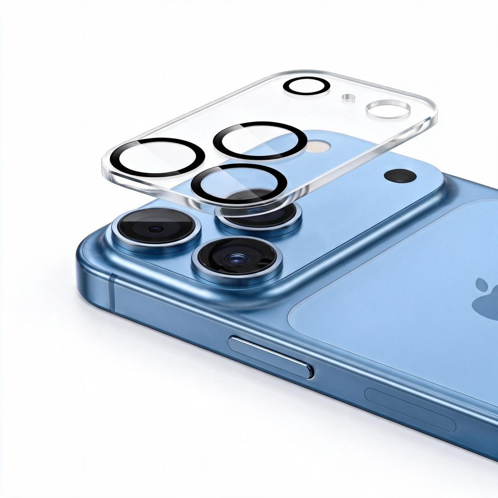 Tech-Protect Cam Fit+ Achtercamera Beschermrand voor Apple iPhone 18 Pro Max, Gehard Glas, Transparant