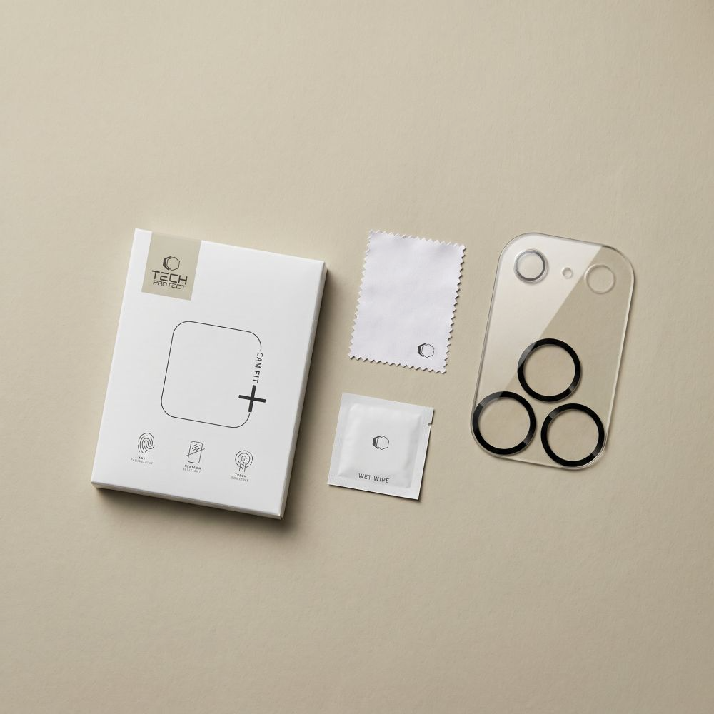Tech-Protect Cam Fit+ Achtercamera Beschermrand voor Apple iPhone 18 Pro Max, Gehard Glas, Transparant