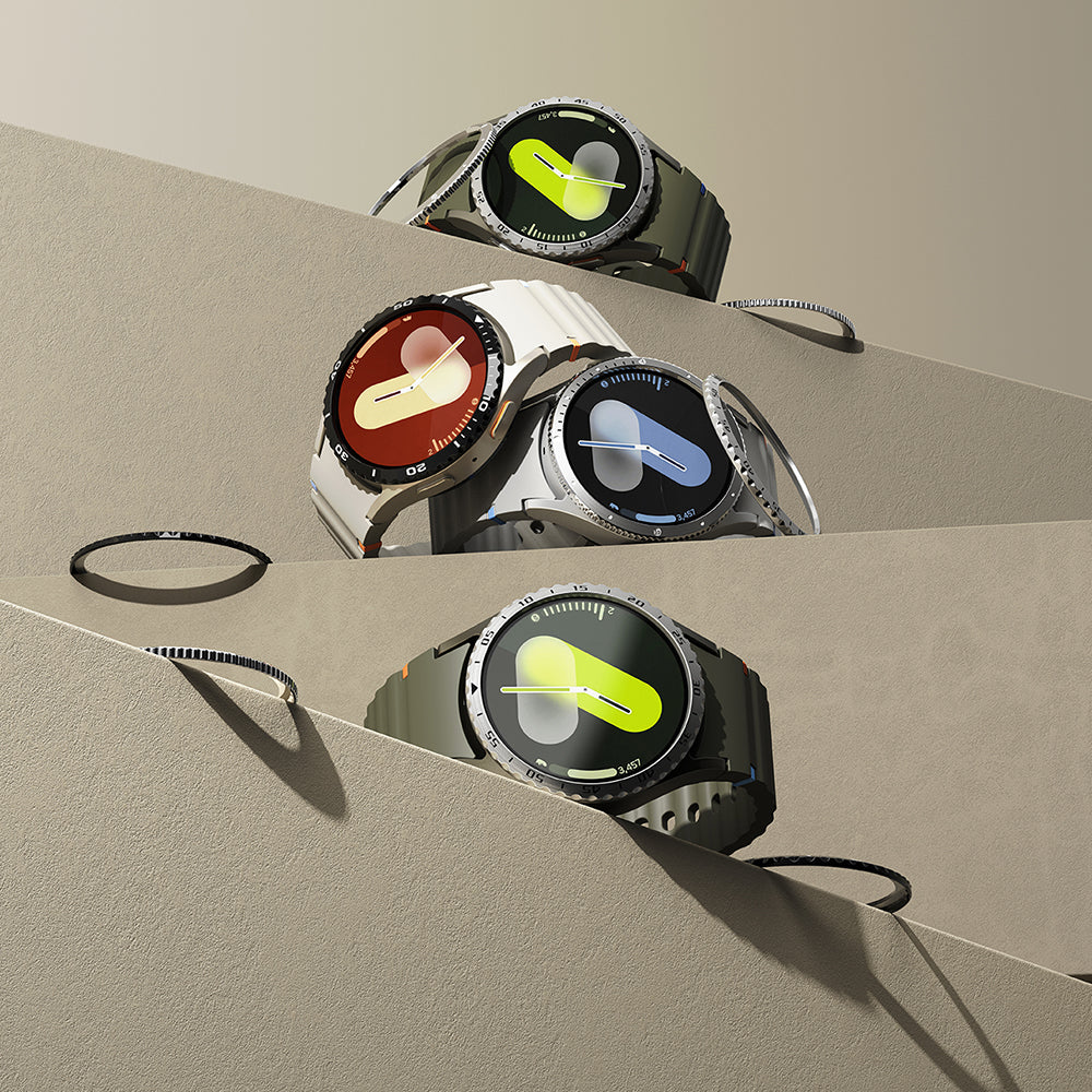 Ringke Styling Beschermingsframe voor Samsung Galaxy Watch7 40mm, Model 5, Zilverkleurig