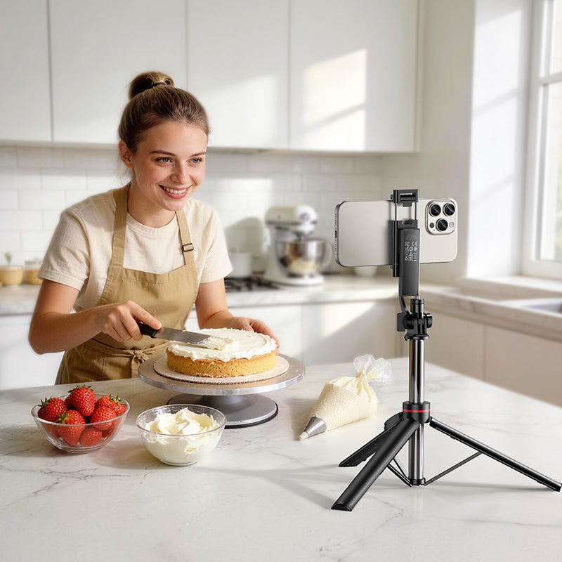 Selfie Stick Bluetooth Borofone BY15 Throne, 4,5 inch - 7 inch, Zwart