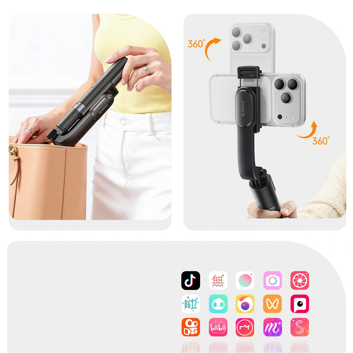 Selfie Stick Bluetooth Orico SPV90, Universeel, Zwart