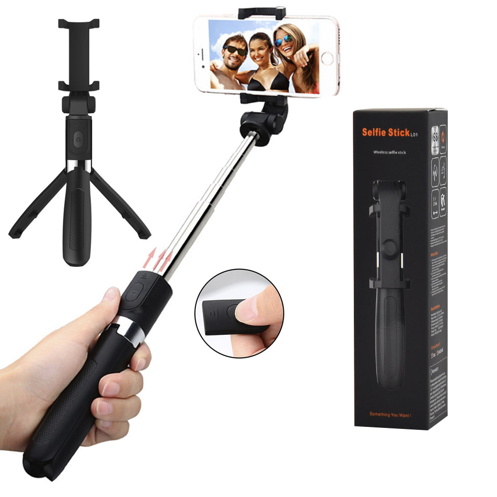 Selfie Stick Bluetooth Techsuit L01s, Universeel, Zwart