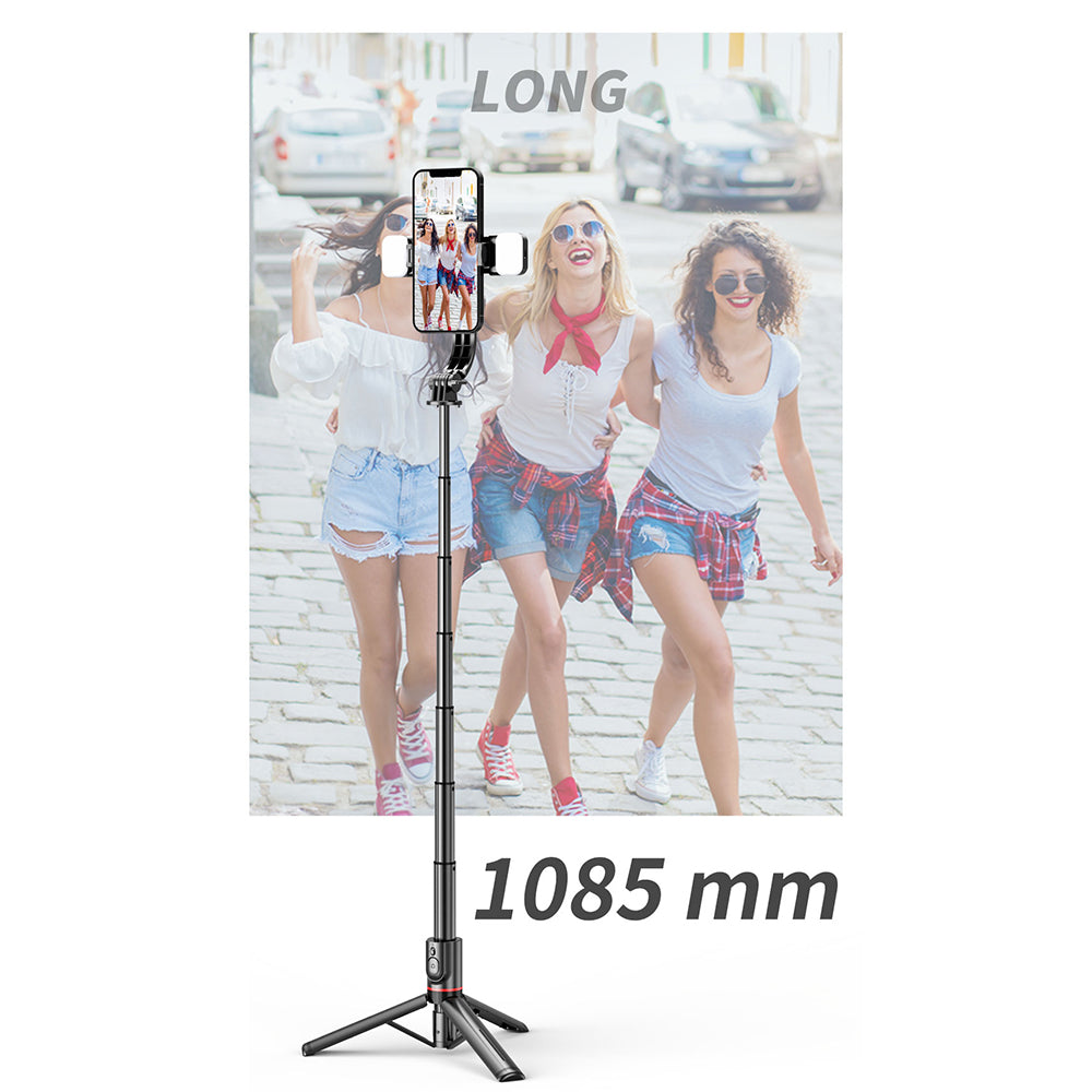 Selfie Stick Bluetooth Techsuit L12D, Universeel, Zwart