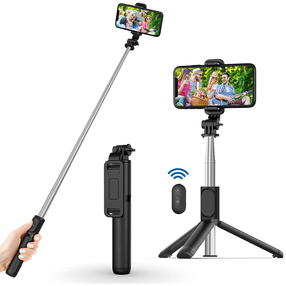 Selfie Stick Bluetooth Techsuit Q01, Universeel, Zwart