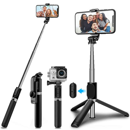 Selfie Stick Bluetooth Techsuit Q02, Universeel, Zwart