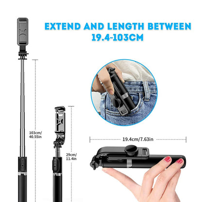 Selfie Stick Bluetooth Techsuit Q02, Universeel, Zwart