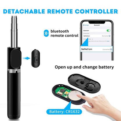 Selfie Stick Bluetooth Techsuit Q02, Universeel, Zwart