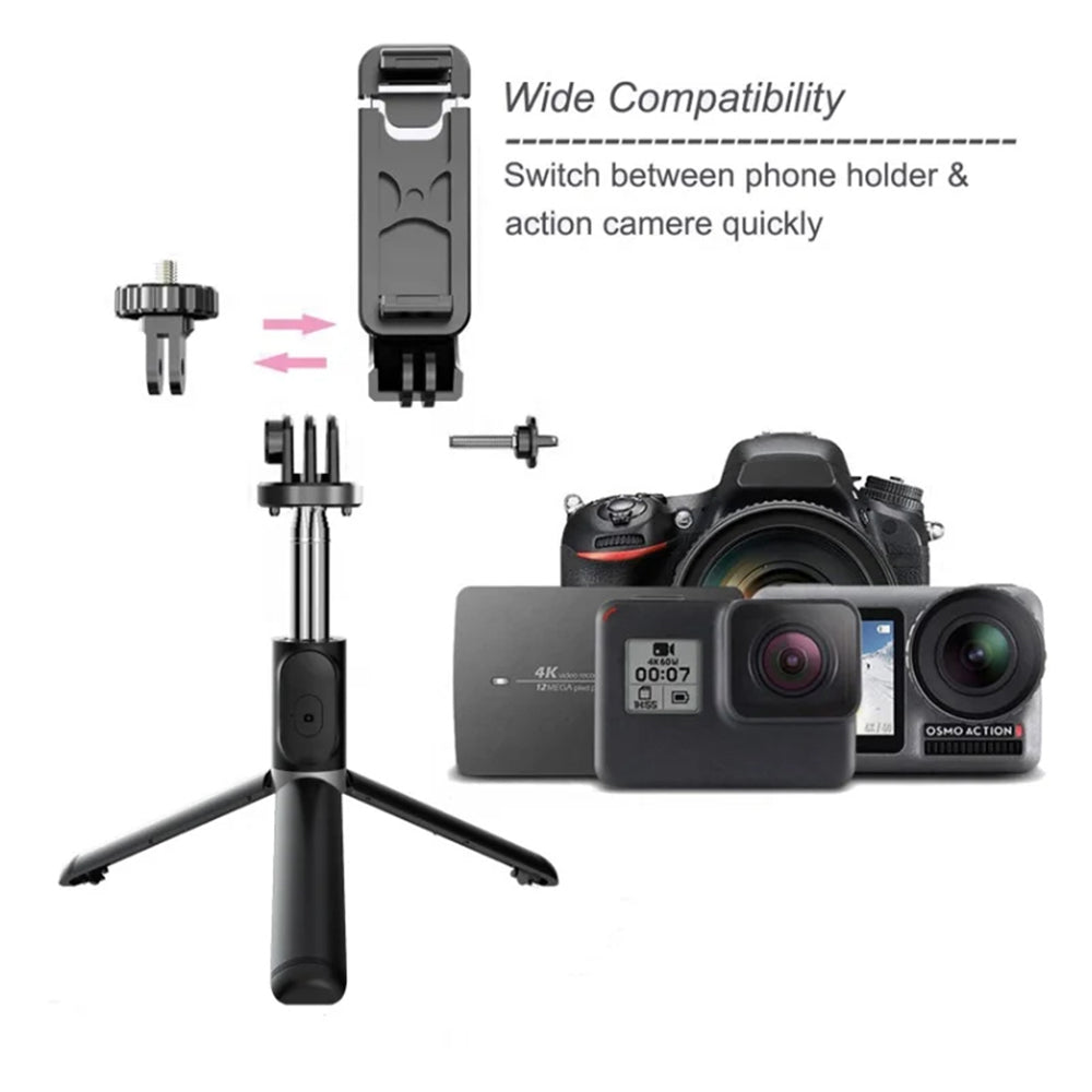 Selfie Stick Bluetooth Techsuit Q02, Universeel, Zwart