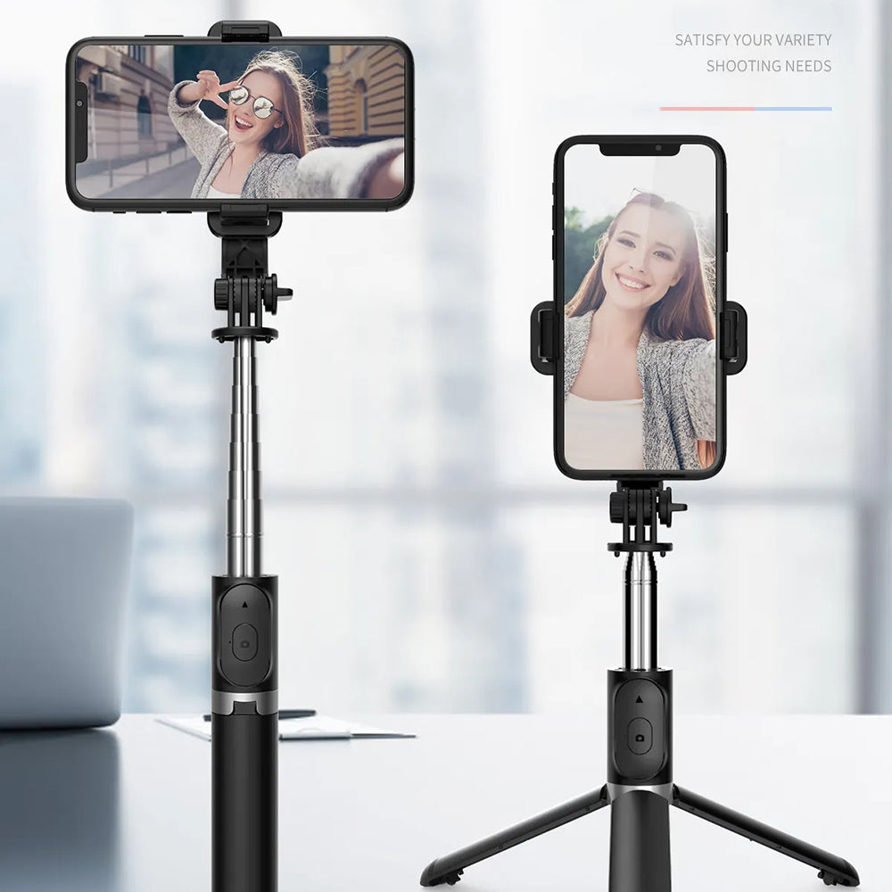 Selfie Stick Bluetooth Techsuit Q02, Universeel, Zwart