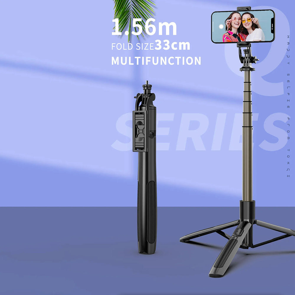 Selfie Stick Bluetooth Techsuit Q06, Universeel, Zwart