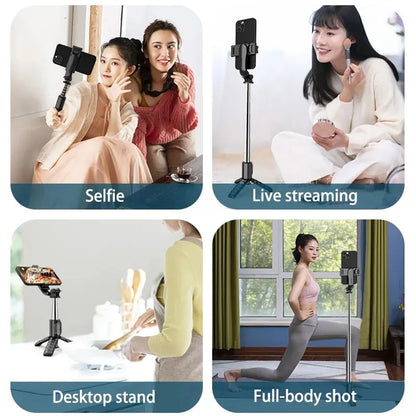 Selfie Stick Bluetooth Techsuit Q10, Universeel, Zwart