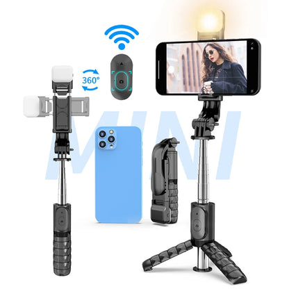 Selfie Stick Bluetooth Techsuit Q11s, Universeel, Zwart