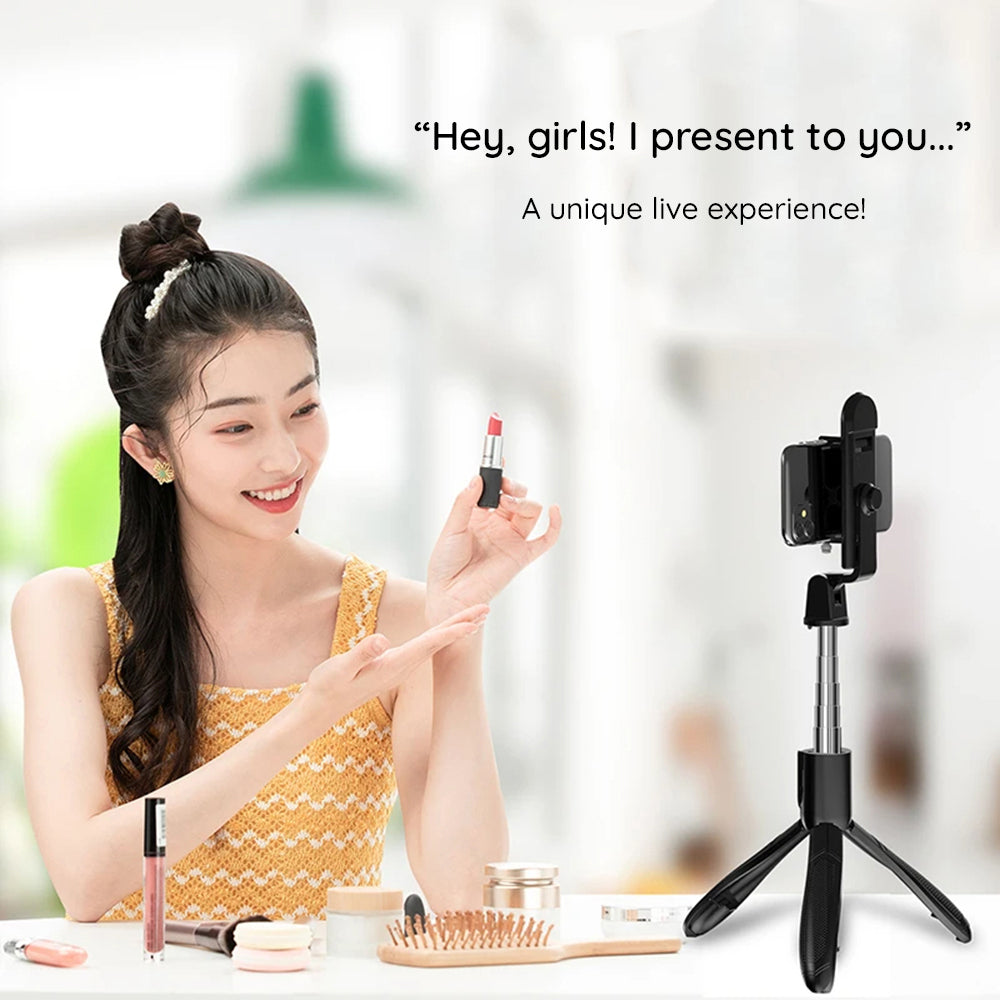 Selfie Stick Bluetooth Techsuit S01-S, Universeel, Zwart