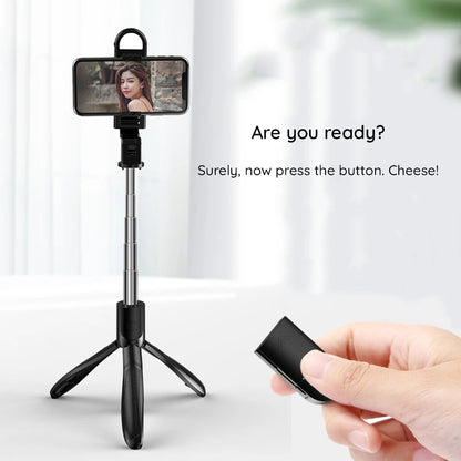 Selfie Stick Bluetooth Techsuit S01-S, Universeel, Zwart