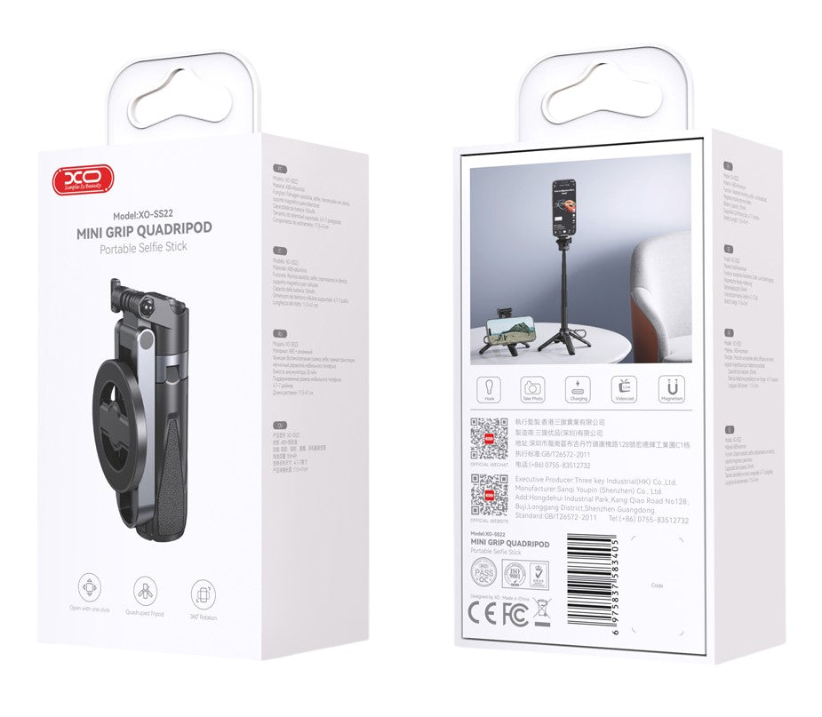 Selfie Stick Bluetooth XO Design SS22, Universeel, Zwart