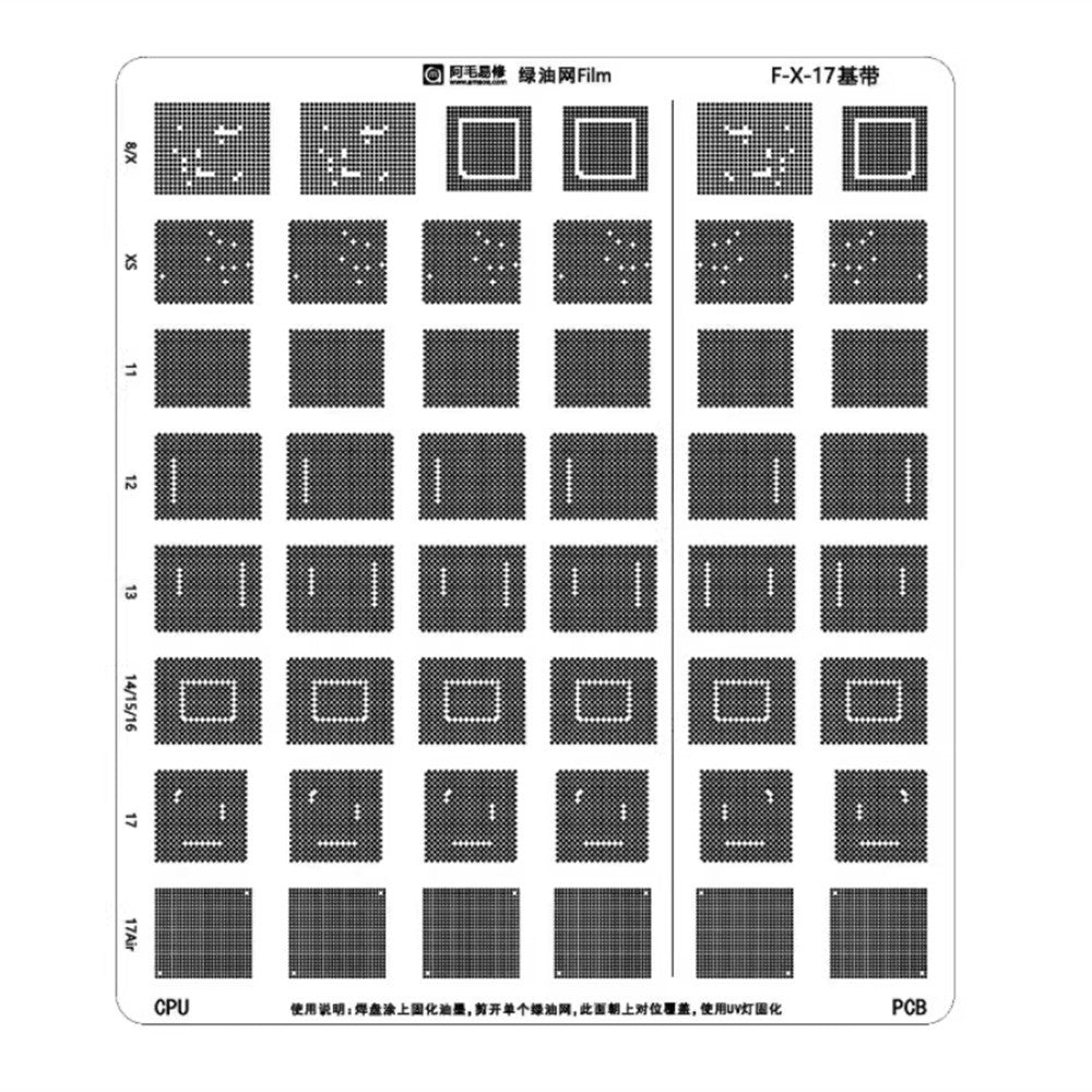 UV-maskersjabloon CI Amaoe voor Apple iPhone XS - 17 Air Series, IC