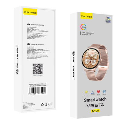 Smartwatch Blavec M01 Vesta Call, Roze Goud
