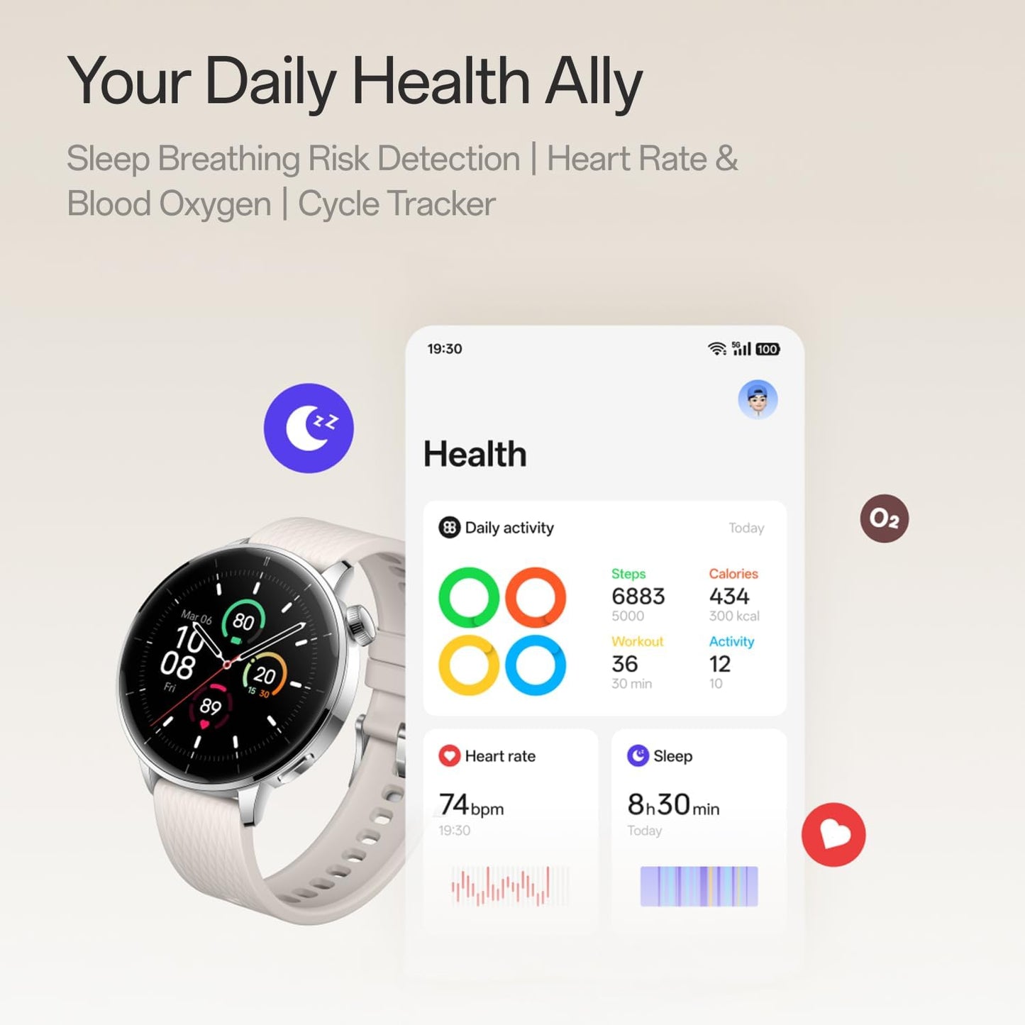 Smartwatch OnePlus Watch 3, 43mm, Zilver 5491100422