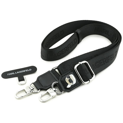 Karl Lagerfeld Phone Lanyard with Metal Logo, Black