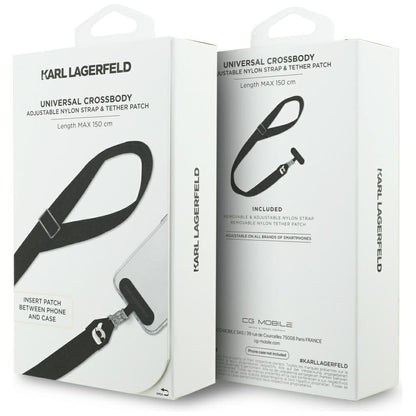 Karl Lagerfeld Phone Lanyard with Metal Logo, Black