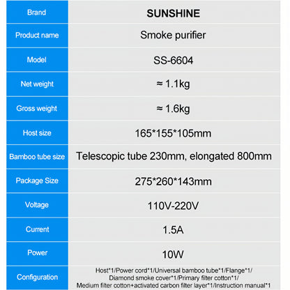 Filter- / Afzuigstation Noxe Sunshine SS-6604