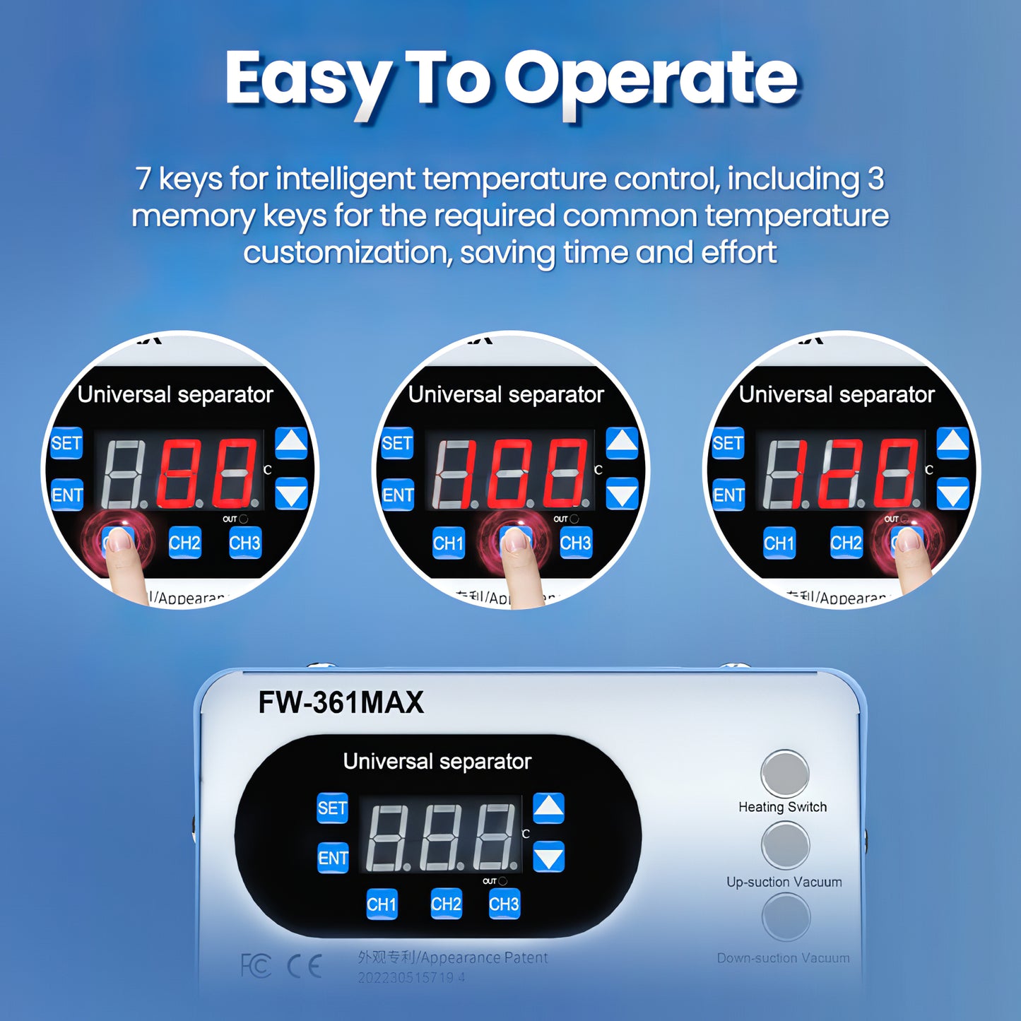 Display Scheidingsstation Touchscreen Display Vooruit FW-361 Max 