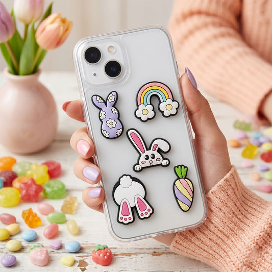 3D OEM Bunny Sticker voor Telefoonhoes / Tablet, Set van 5 stuks, Multicolor