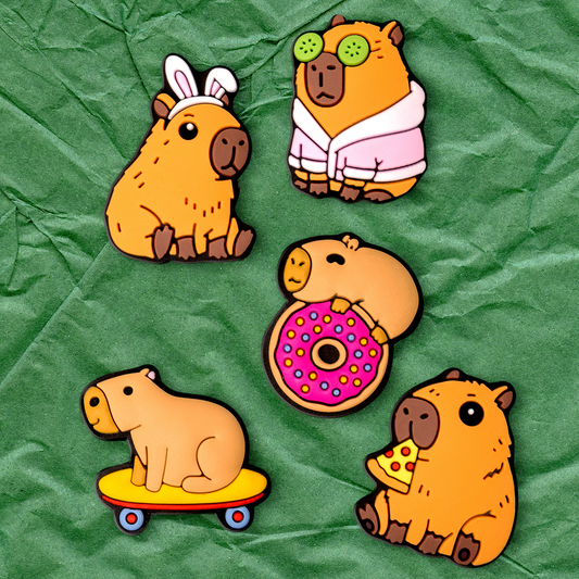 3D OEM Capybara Sticker voor Telefoonhoes / Tablet, Set van 5 stuks, Multicolor