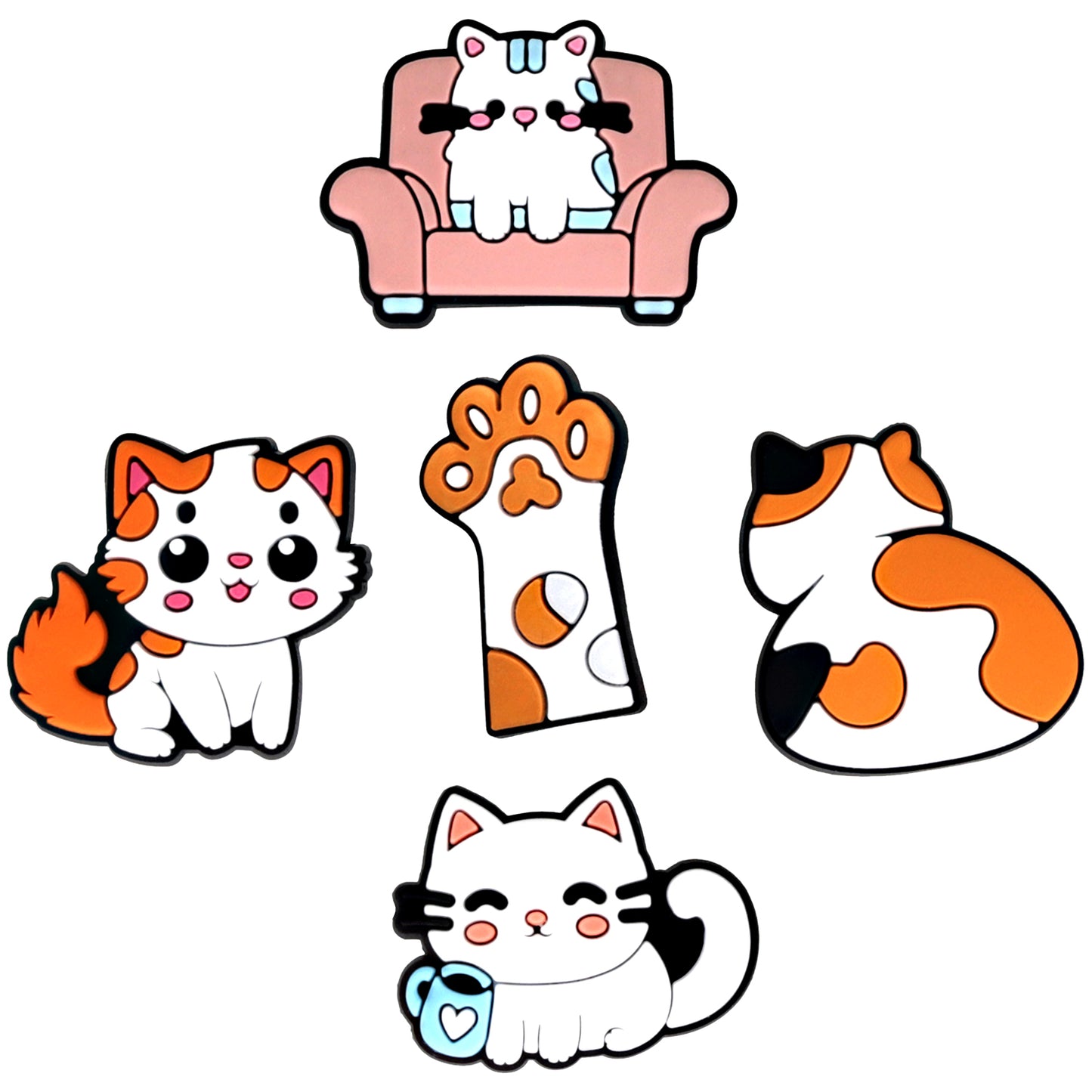 3D OEM Kat Sticker voor Telefoonhoes / Tablet, Set van 5 stuks, Multicolor