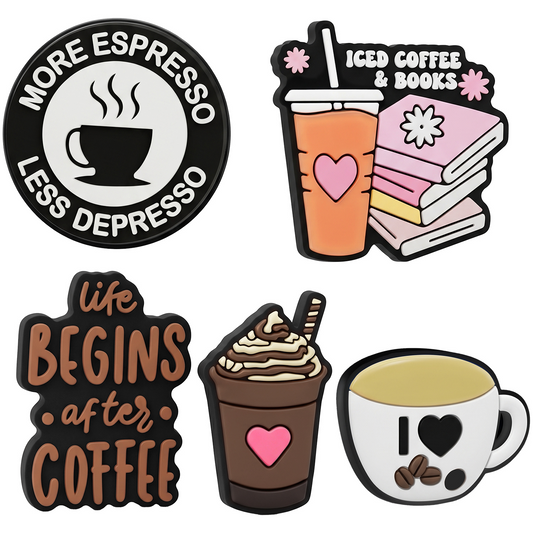 3D OEM Coffee Sticker voor Telefoonhoesje / Tablet, Set van 5 stuks, Multicolor
