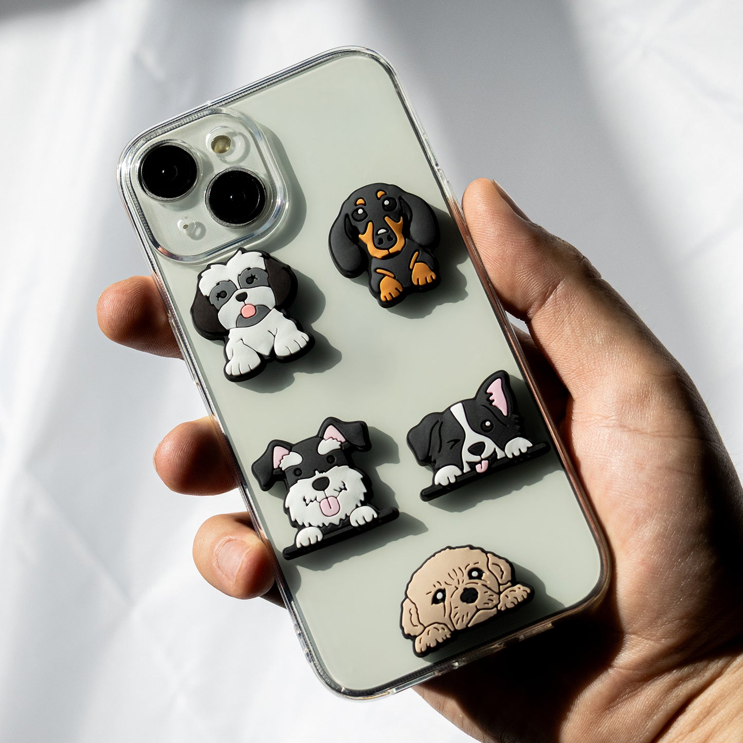 3D OEM Dog Sticker voor Telefoonhoes / Tablet, Set van 5 stuks, Multicolor