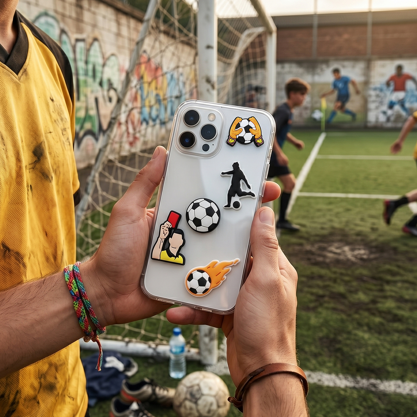 3D OEM Football Sticker voor Telefoonhoesje / Tablet, Set van 5 stuks, Multicolor