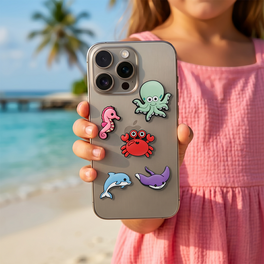 3D OEM Ocean Sticker voor Telefoon / Tablethoes, Set van 5 stuks, Multicolor