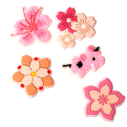 3D OEM Sticker Pink Blossom voor Telefoonhoesje / Tablet, Set van 5 stuks, Multicolor
