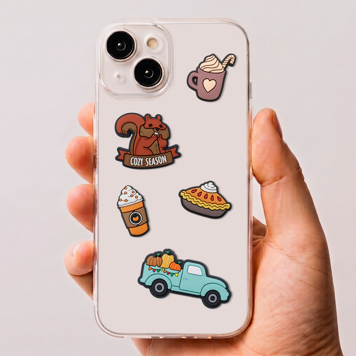 OEM Pumpkin Spice 3D Stickers for Phone / Tablet Case, Set of 5, Multicolor