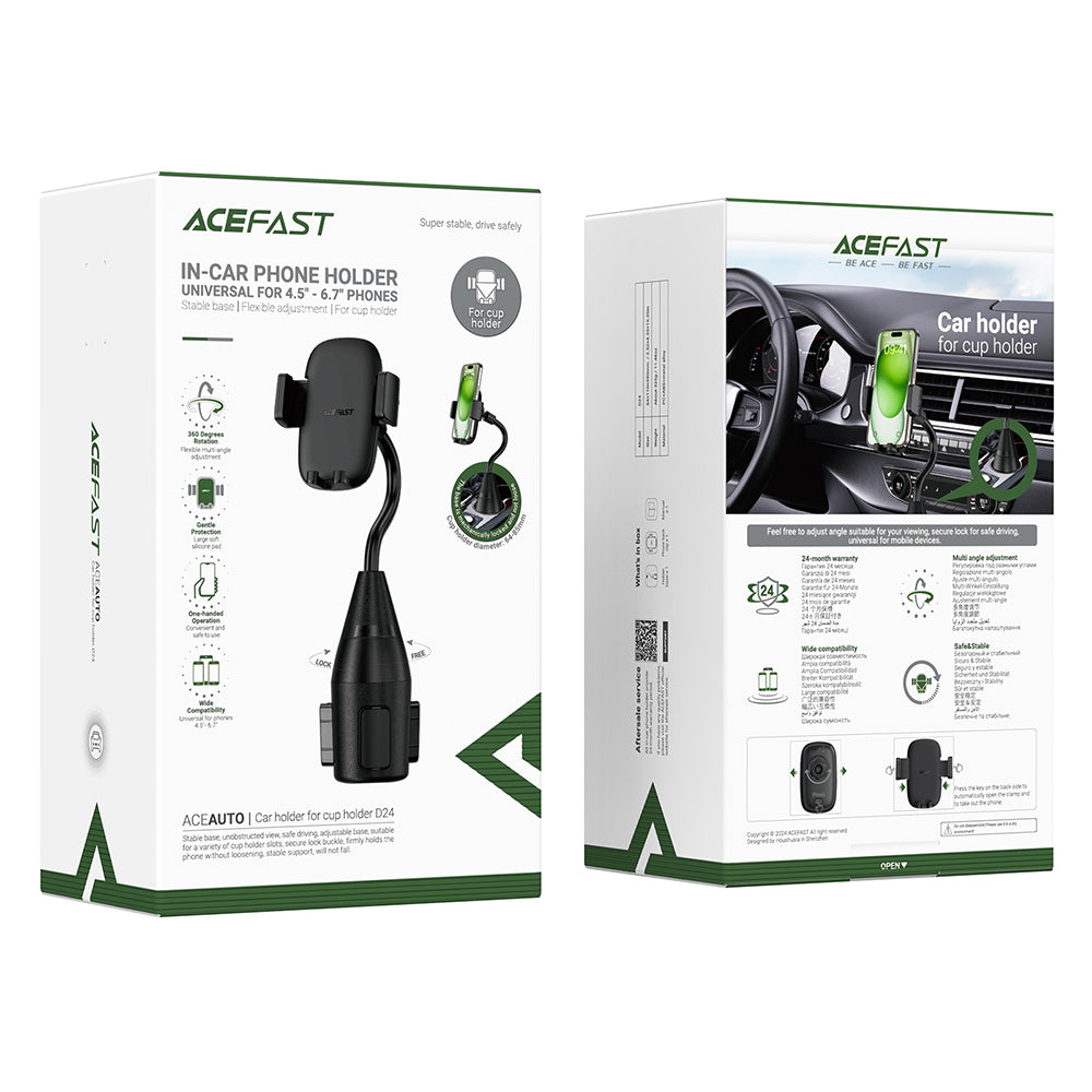Autohouder Acefast D24, 4.5inch - 6.7inch, Zwart