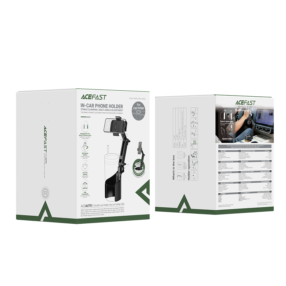 Autohouder Acefast D63, 4.7inch - 6.9inch, Zwart