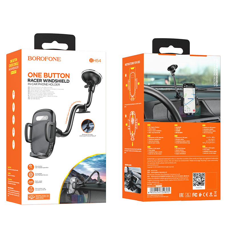 Borofone BH54 Racer Car Mount, 4.5inch - 6.7inch, Black