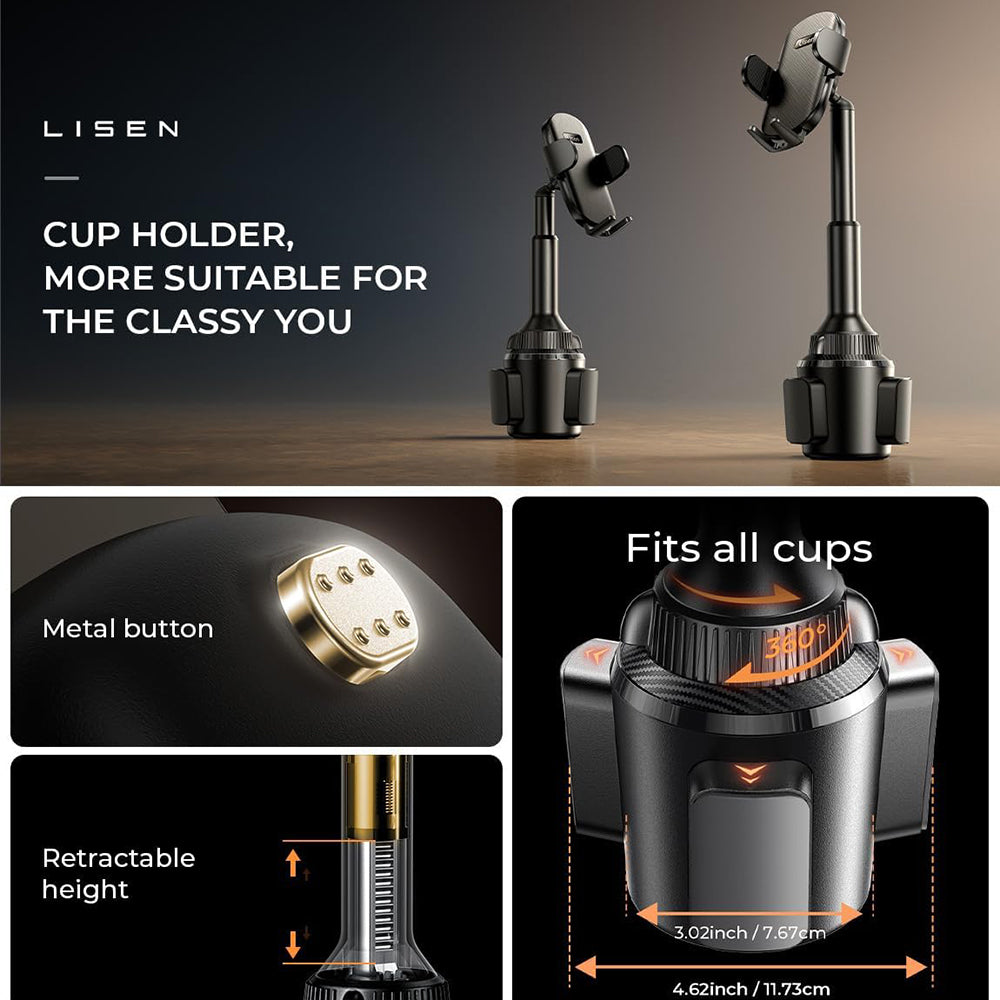 Autohouder Lisen, 4.7inch - 7.2inch, Zwart YL0220100001