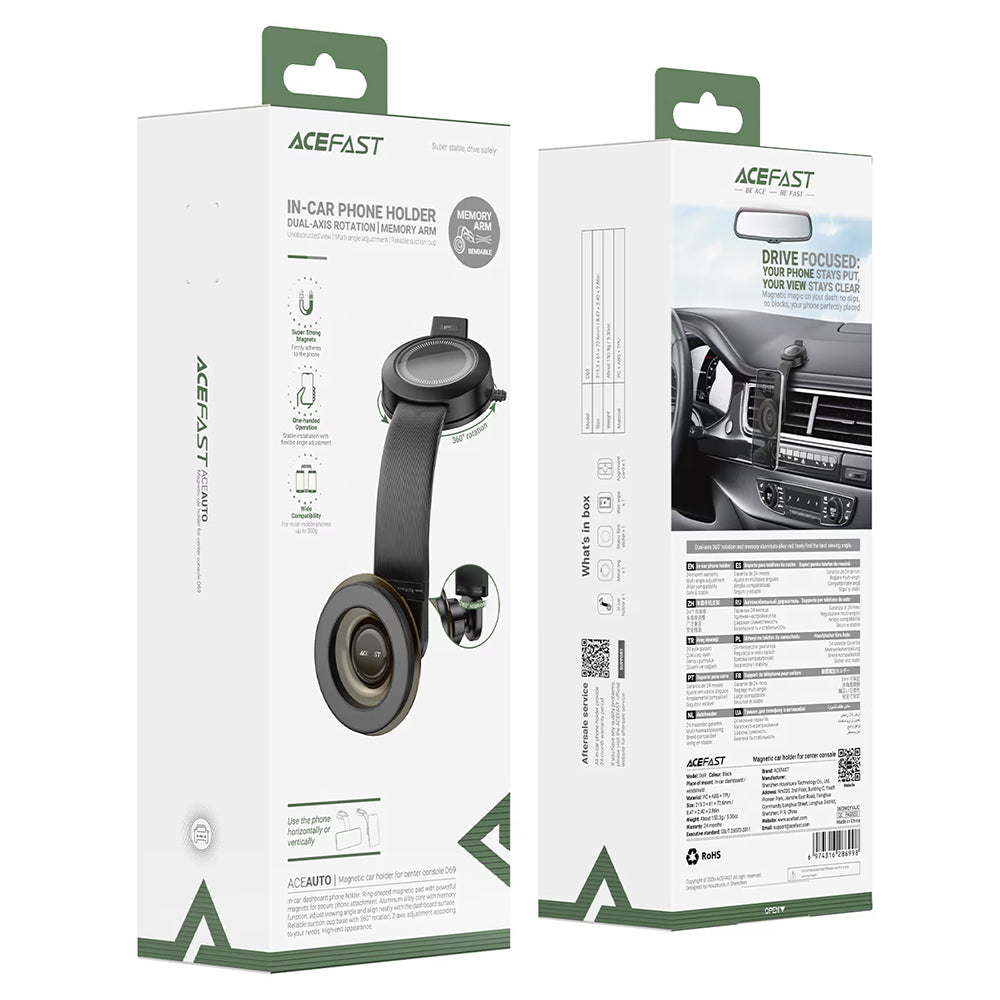 Acefast D69 Magnetische Autohouder, 4,7 inch - 6,9 inch, Zwart
