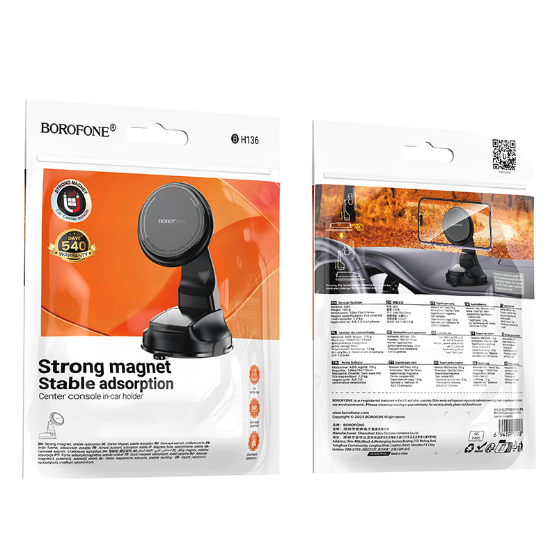 Magnetische Autohouder Borofone BH136 Parker, 4,5 inch - 7 inch, Zwart