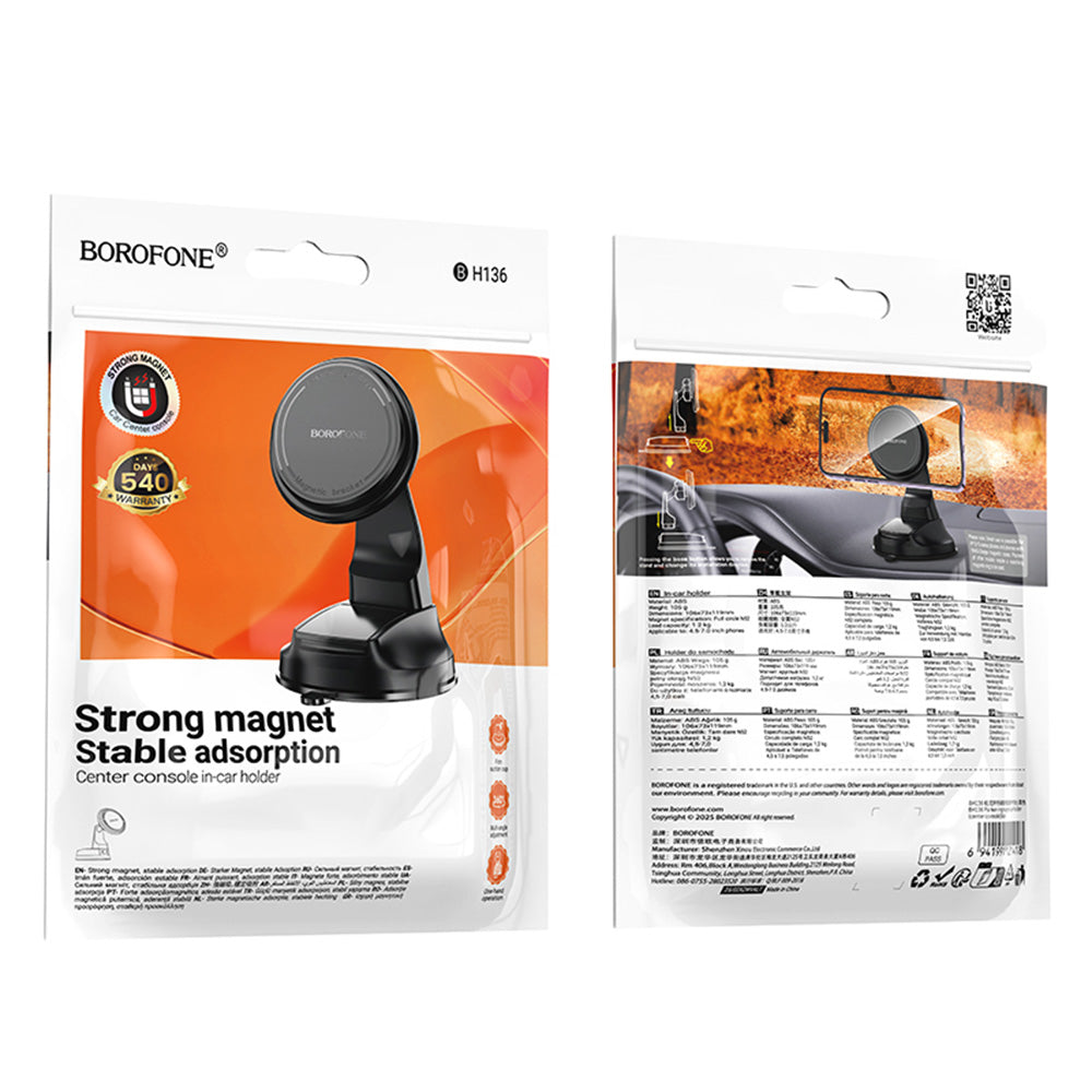 Magnetische Autohouder Borofone BH136 Parker, 4,5 inch - 7 inch, Zwart