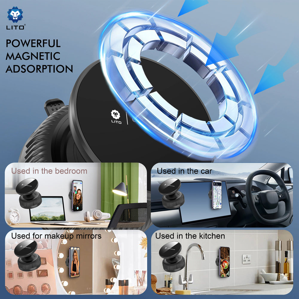 Magnetische Autohouder Lito LT-W12, Universeel, Zwart